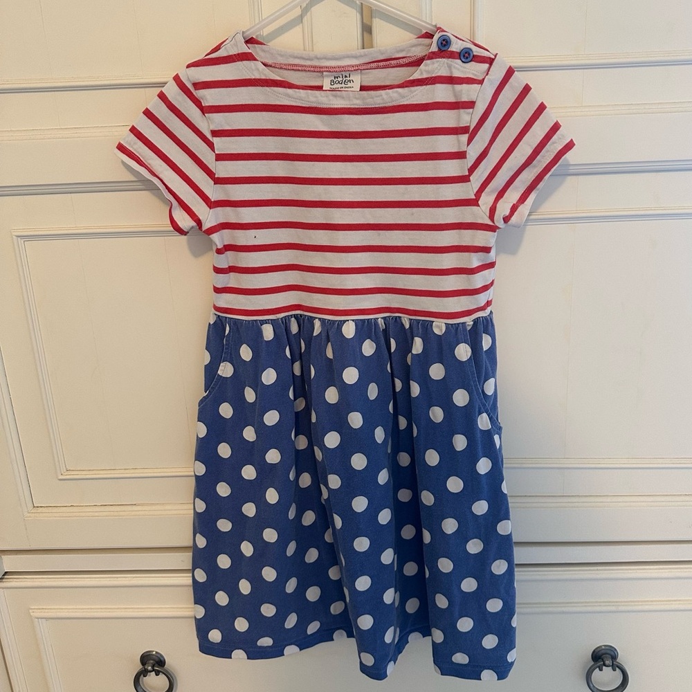 Mini Boden Stars and Stripes Short Sleeve Dress